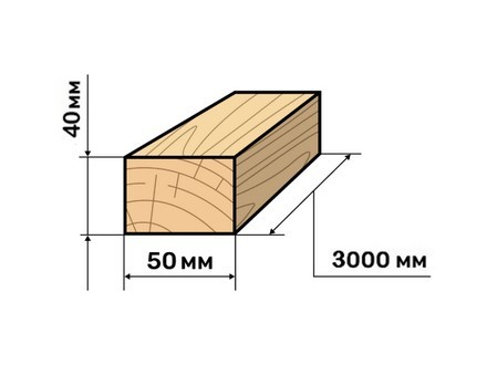 Брус деревянный обрезной Сосна 40х50х3000 ГОСТ